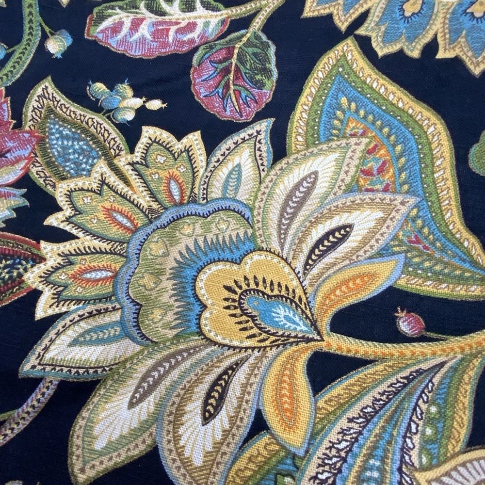 Biltmore Belk Floral Paisley Window Valances Set of 2 Black Multi‎ Cotton Blend - Picture 4 of 14